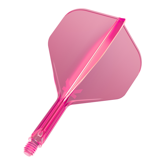 Système de vol standard Target K-Flex No2 - Rose fluo Das Bild zeigt ein neonpinkes Dart-Flight-System. Es besteht aus einem Schaft mit aufgesetztem Flight in moderner, transparenter Optik.