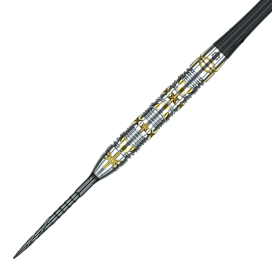 Fléchettes en acier Caliburn Halo H1 - 22,5 g Das Bild zeigt die Caliburn Halo H1 Steeldarts mit einem Gewicht von 22,5 g. Die Darts haben ein elegantes Design und sind besonders für präzise Würfe geeignet.