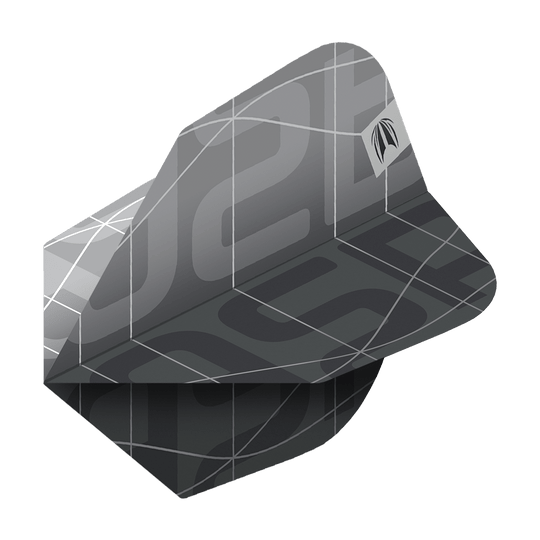 Ailettes Target Pro Ultra Aspinall X Echo No6 - 3 jeux Das Bild zeigt ein Set von Target Pro Ultra Aspinall X Echo No6 Flights für Darts. Die Flights sind in einem modernen, dunklen Design mit grafischen Linien und einem dezenten Logo gestaltet.