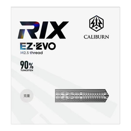 Fléchettes en acier Caliburn Rix EZ-EVO R2 Das Bild zeigt die Caliburn Rix EZ-EVO R2 Steeldarts. Die Darts sind aus einer anderen Perspektive abgebildet.