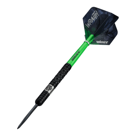 Fléchettes en acier Unicorn Wraith Ross Smith - 22 g Unicorn Wraith Ross Smith Steeldarts mit einem Gewicht von 22g werden auf diesem Bild dargestellt. Das Produkt ist für präzises Dartspiel entwickelt.
