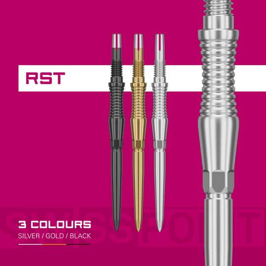 Embouts de fléchettes Target Swiss Point Signature RST - Or Dieses Foto stellt die Target Swiss Point Dartspitzen Signature RST - Gold dar. Die Spitzen bieten ein elegantes Design für professionelle Darts.