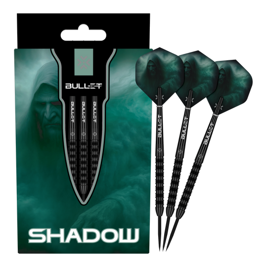 fléchettes en acier Bullet Shadow Das Bild zeigt die Bullet Shadow Steeldarts. Sie sind hochwertige Steeldarts mit einem modernen Design.