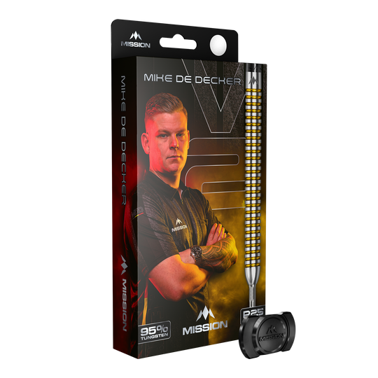 Fléchettes en acier Mission Mike De Decker V2 R2.5 Zu sehen sind die Mission Mike De Decker V2 R2.5 Steeldarts. Die Darts sind für präzises Werfen beim Steeldart entwickelt.