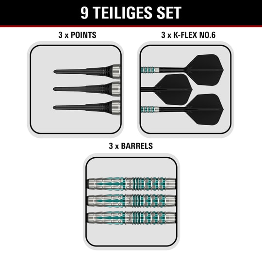 Fléchettes souples Target Black Marque Pierce - 18,5 g Hier sind die Target Black Marque Pierce Softdarts mit 18,5g abgebildet. Die Darts sind speziell für hohe Präzision und Stil entwickelt.