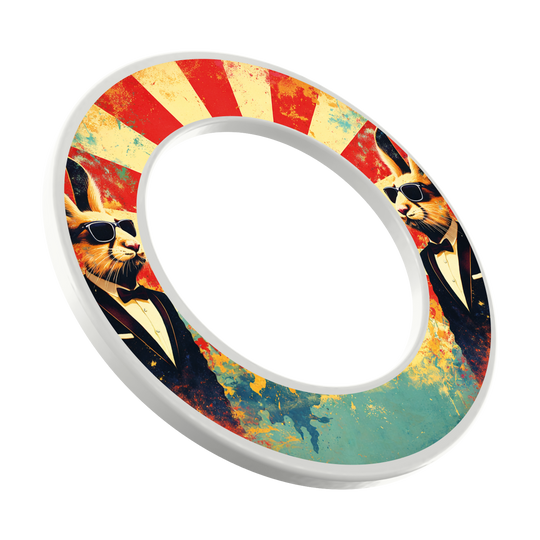 Cadre de cible de fléchettes McDart Lapin de Pâques Das Bild zeigt das Design MSF-X11_McDart_Osterhase_Dartboard_Surround_1. Es handelt sich um ein Produktbild eines Dartboard-Surrounds mit Osterhasenmotiv.