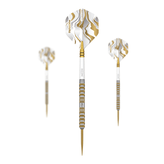 Fléchettes en acier Red Dragon Paradym Gold Parallel Zu sehen ist ein Set der Red Dragon Paradym Gold Parallel Steeldarts. Das Set besteht aus mehreren Steeldarts mit einer goldfarbenen Optik.
