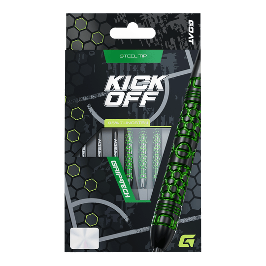 Fléchettes en acier GOAT Kick-Off Das Foto zeigt die GOAT Kick-Off Steeldarts. Dieses Dart-Set zeichnet sich durch eine ansprechende Optik und Funktionalität aus.