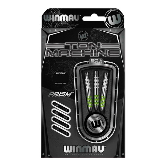 Machine à fléchettes en acier Winmau Ton Die Abbildung zeigt die Winmau Ton Machine Steeldarts. Es handelt sich um hochwertige Dartpfeile für Steeldartspiele.
