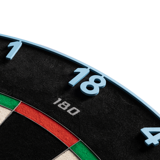 Cible de fléchettes Precise 180 Endorphine Steel avec anneau numéroté - Bleu Infini Zu sehen ist das Precise 180 Endorphine Steeldartboard mit Nummernring in Infinity Blue. Es ist eine hochwertige Dartscheibe für ambitionierte Spieler.
