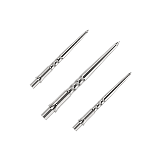 Pointes de fléchettes en acier Caliburn System - Ripple - NoLip - argent Das Bild zeigt einen Artikel mit dem Namen EVO011_Caliburn_Evo_System_Steeldartspitzen_Ripple_NoLip_Silber_28mm_1Set. Es handelt sich wahrscheinlich um ein Set aus silbernen Steeldartspitzen mit einer Länge von 28mm.