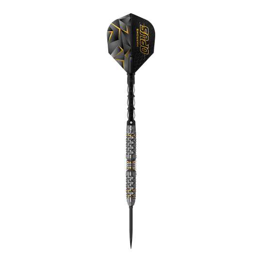 Fléchettes en acier Harrow's Opus Quick Point Harrows Opus Quick Point Steeldarts - 23g. Das Bild zeigt Steeldarts mit einem Gewicht von 23 Gramm.