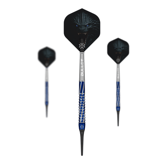 Fléchettes souples Bullet Hydra - 20 g Abgebildet ist das Produkt Bullet Hydra Softdarts - 20g. Es handelt sich um ein Softdart-Set mit moderner Gestaltung.