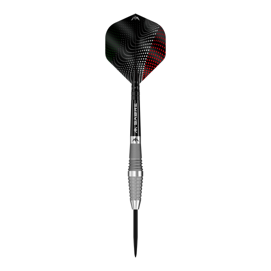 Fléchettes en acier sablé Mission Michele Turetta - 23 g Mission Michele Turetta Sandblasted Steeldarts - 23g, abgebildet als einzelner Dartpfeil. Das Bild zeigt das Design und die sandgestrahlte Oberfläche dieses Produkts.