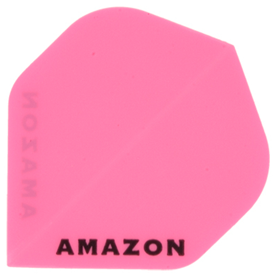 A28 Das Bild zeigt ein pinkes Dart-Flugblatt mit der Aufschrift „AMAZON“ unten. Es handelt sich um das Produkt „Amazon Flights A28“.