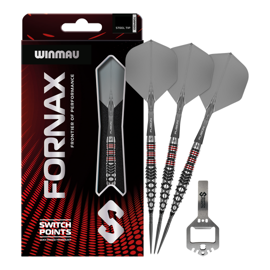 Points de commutation de torpilles Winmau Fornax Steeldarts Hier sieht man die Winmau Fornax Torpedo Switch Points Steeldarts. Diese Darts sind für ambitionierte Spieler geeignet.