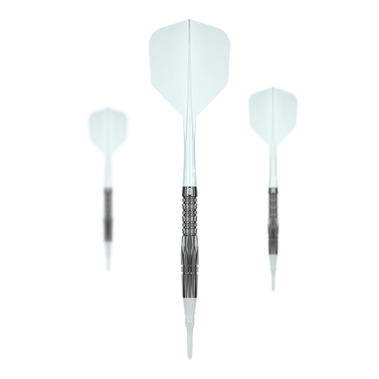 Fléchettes souples Caliburn Prisma P1 - 19 g Dargestellt ist das Set des Caliburn Prisma P1 Softdarts mit 19g. Das Produkt wird als komplettes Set für Softdart-Enthusiasten angeboten.