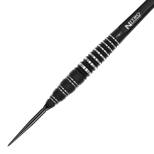 Dargestellt werden die Red Dragon Sable Bomb Switch Point Steeldarts. Das Produkt bietet eine auffällige Optik und hohe Qualität für Dartspieler.