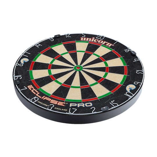 Cible de fléchettes Unicorn Eclipse Pro Dies ist ein Unicorn Eclipse Pro Dartboard. Die Dartscheibe hat ein klassisches, farbiges Design mit klar lesbaren Zahlen.