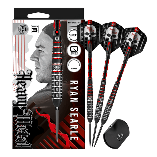 Fléchettes en acier à pointe rapide Ryan Searle série 3 de Harrow Auf dem Bild sind die Harrows Ryan Searle Series 3 Quick Point Steeldarts vollständig zu sehen. Diese Darts zeichnen sich durch hohe Qualität und gutes Design aus.