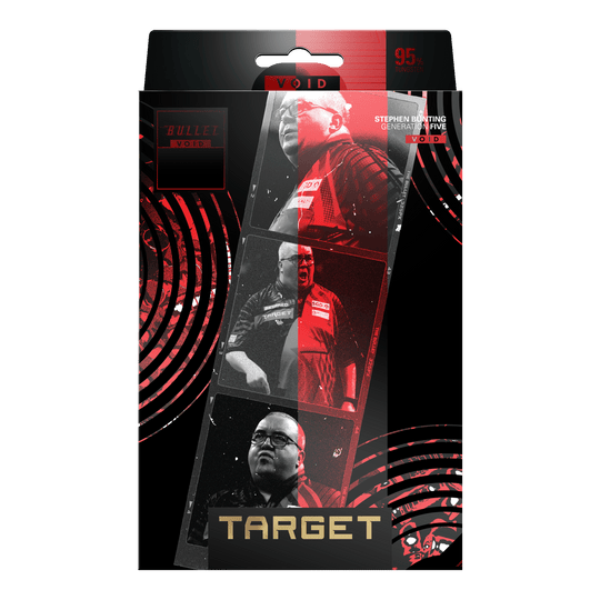 Fléchettes souples Target Stephen Bunting GEN5 Void - 18 g Die Abbildung zeigt die Target Stephen Bunting GEN5 Void Softdarts - 18g. Sie zeichnen sich durch eine hochwertige Verarbeitung und ein modernes Aussehen aus.