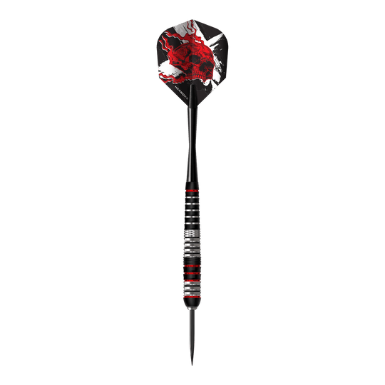 Fléchettes en laiton et acier Ryan Searle Heavy Metal Harrows Die Abbildung zeigt die Harrows Heavy Metal Ryan Searle Brass Steeldarts. Es sind messingfarbene Steeldarts mit besonderem Design.