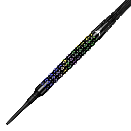 Mission Black Opal Softdarts - 20g wird seitlich präsentiert. Das Design betont die schwarze Oberfläche und die hochwertige Verarbeitung.