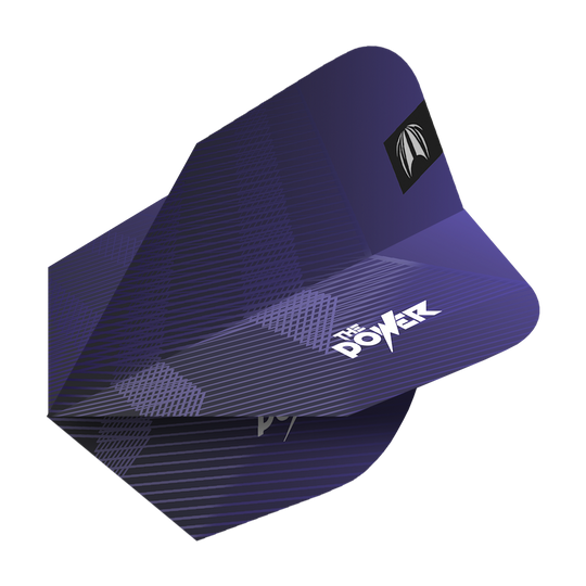 Ailettes Target Pro Ultra Phil Taylor Power GEN10 Ten-X - 3 jeux Das Bild zeigt ein Set von lila Dart-Flights mit dem Aufdruck "The Power". Es handelt sich um die Target Pro Ultra Phil Taylor Power GEN10 Ten-X Flights.