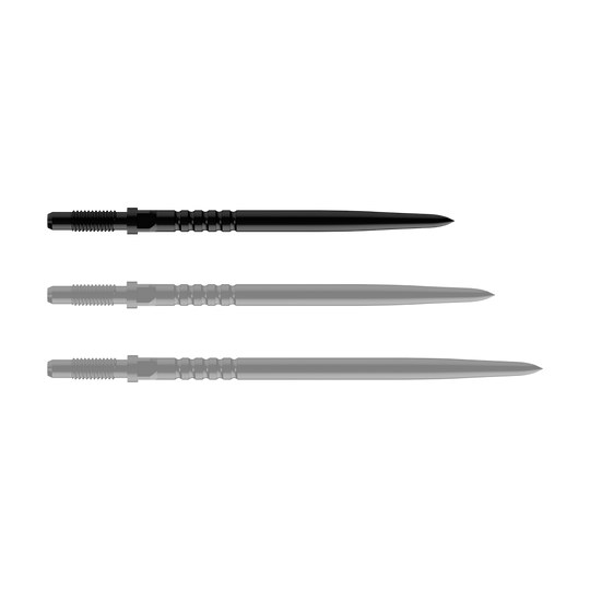 Pointes de fléchettes convertibles Bulls NL - Grip annelé - Noires Abgebildet ist ein Dartspitzen-Set. Es handelt sich um BullsNL Convertible Points mit Ringed Grip in Schwarz, 32mm.
