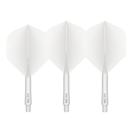 Ailettes Red Dragon Nitroflite blanches, tige blanche, n° 2 Abgebildet sind die Red Dragon Nitroflite White Shaft White Flights No2. Diese Flights und Shafts sind in Weiß gehalten.