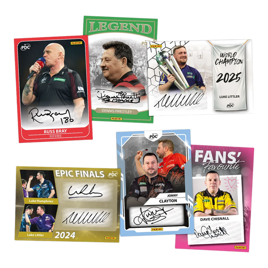 Cartes à collectionner Panini PDC Championnat du monde 2026 - Coffret collector Abgebildet ist die Panini PDC World Championship 2026 Trading Cards - Collectors Box. Diese Box ist für Fans der Darts-Weltmeisterschaft gedacht.