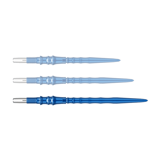 Pointes de fléchettes Target Japan Premium Swiss Point - Bleues Das Bild zeigt eine blaue Dartspitze. Die Spitze ist 40 mm lang.