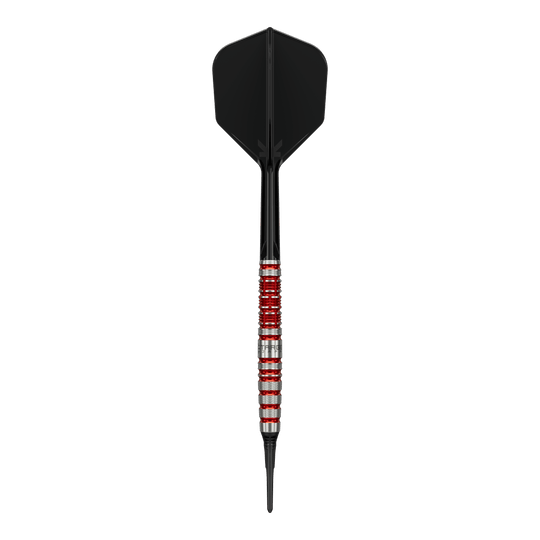 Fléchettes souples Target Black Marque Spinel - 21,5 g Target Black Marque Spinel Softdarts - 21,5g ist ein professioneller Dartpfeil. Das Bild hebt die Form und das Aussehen des Softdarts hervor.