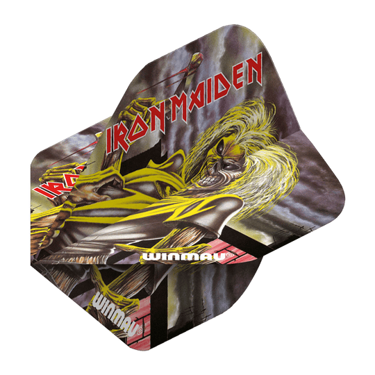 6905-223_Winmau_Rockstar_Legends_Iron_Maiden_Killers_Standard_Flights_2 Das Bild zeigt die Winmau Rockstar Legends Iron Maiden Killers Standard Flights. Auf den Flights ist ein auffälliges Cover-Artwork der Band Iron Maiden abgebildet.