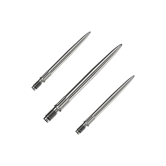 Pointes de fléchettes Mission R2.5 Rapid Point SM1 - Argent Ein Set silberner Dartspitzen ist abgebildet. Es sind Mission R25 Rapid Point SM1 Dartspitzen mit 30mm Länge.