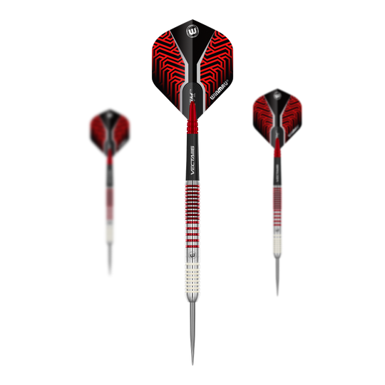 Fléchettes en acier Winmau Team 360 Jack Johnson - 24 g Abgebildet ist ein Set Winmau Team 360 Jack Johnson Steeldarts mit einem Gewicht von 24g. Die Pfeile sind für das Steeldartspiel geeignet.