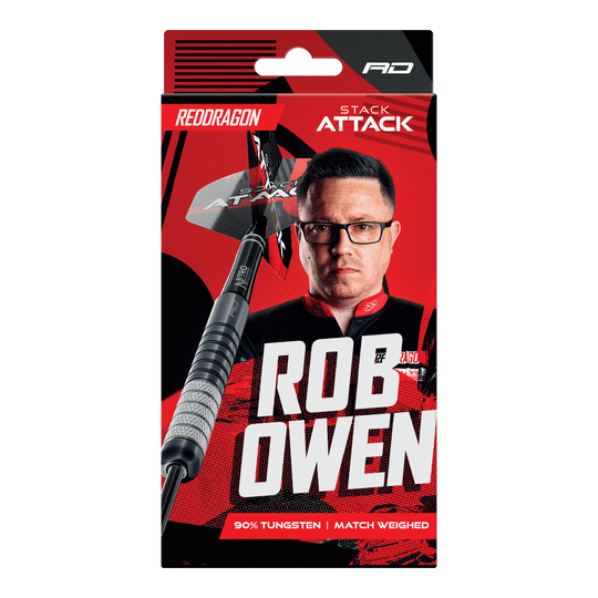 Fléchettes en acier Red Dragon Rob Owen Stack Attack - 22 g Red Dragon Rob Owen Stack Attack Steeldarts - 22g ist ein Dartpfeil-Set mit einem Gewicht von 22 Gramm. Das Produkt ist ideal für Dartspieler aller Erfahrungsstufen.