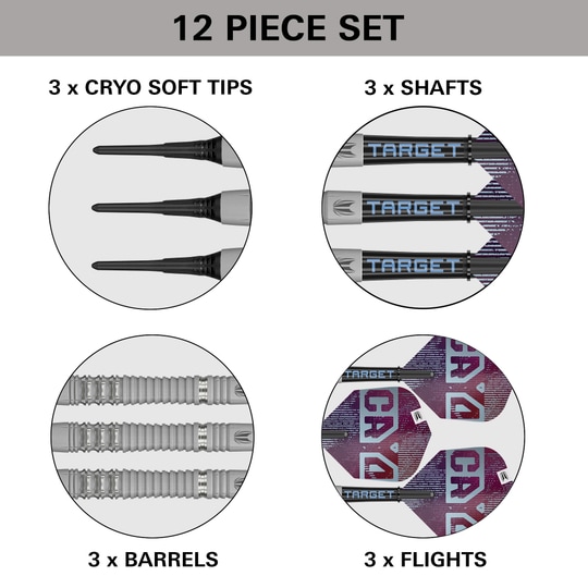 Fléchettes souples Target Cryo 13 Hier sieht man die Target Cryo 13 Softdarts. Das Produkt ist detailliert fotografiert, damit die Qualität erkennbar ist.