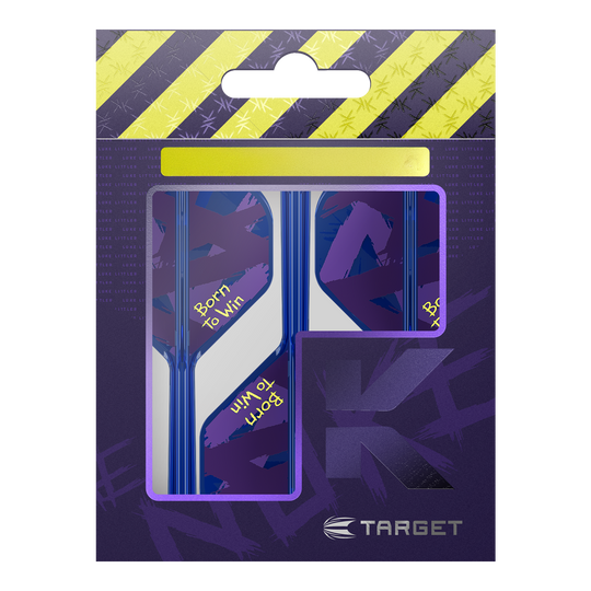 Target K-Flex Luke Littler Né pour gagner Champion du monde n°2 Vols standards Abgebildet sind die Target K-Flex Luke Littler Born To Win World Champion No2 Standard Flights. Diese Flights werden beim Darts verwendet.