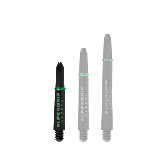 HR360_Harrows_Supergrip_Carbon_Shafts_Gr-n_33mm_1 Harrows Supergrip Carbon Shafts - Green sind auf dem Foto abgebildet. Die Aufnahme zeigt die Dartschäfte in Nahansicht.