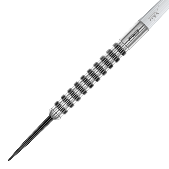 Fléchettes en acier Red Dragon Javelin Speedline Das Bild zeigt einen Red Dragon Javelin Speedline Steeldart. Der Dartpfeil besteht aus silbernem Metall mit markanten, gerillten Griffmulden.