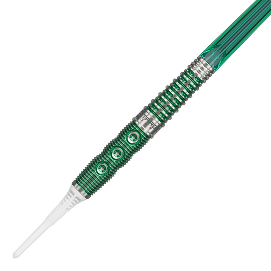 Dieses Bild zeigt die Target Japan Prime Series Motomu Sakai Xeno GEN1 Softdarts mit 19g Gewicht. Sie sind eine beliebte Wahl für anspruchsvolle Dartspieler.