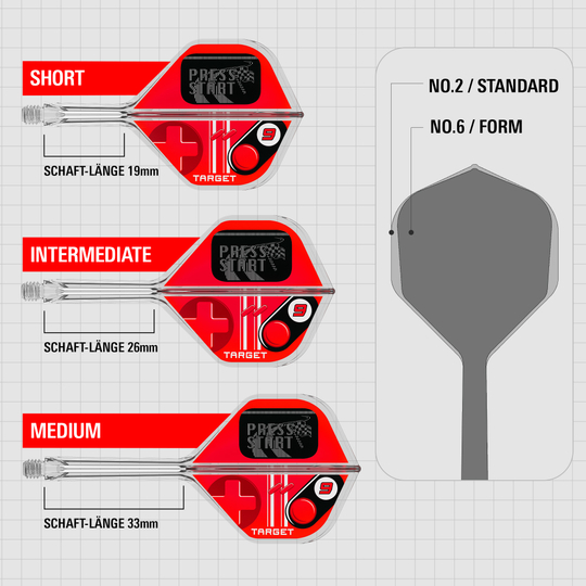 Ailettes standard Target K-Flex Press Start n° 2 Das Bild zeigt Target K-Flex Press Start No2 Standard Flights. Die Flights sind für Dartpfeile gedacht.