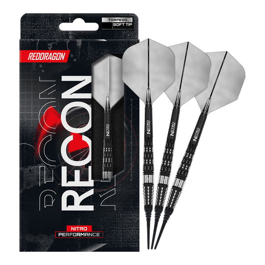 Fléchettes souples Red Dragon Recon Torpedo - 20 g Hier sind Red Dragon Recon Torpedo Softdarts - 20g vollständig abgebildet. Das Set ist ideal für Softdartspieler und wirkt professionell.