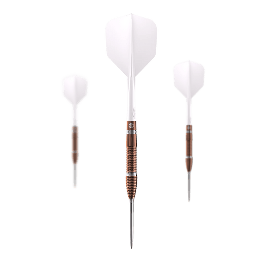 Fléchettes en acier Caliburn Big Cats Lion Das Foto präsentiert ein Set von Caliburn Big Cats Lion Steeldarts. Alle Darts aus dem Set sind zusammen dargestellt.