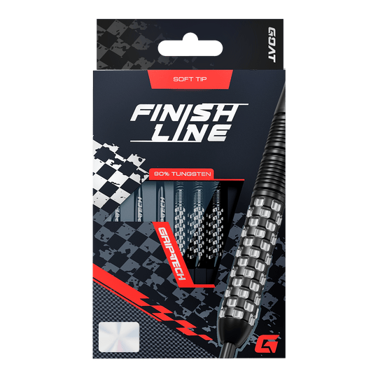 Fléchettes souples GOAT Finish Line - 20 g Das Produkt GOAT Finish Line Tungsten Softdarts - 20g ist auf diesem Bild dargestellt. Die Darts bieten gute Kontrolle beim Werfen.