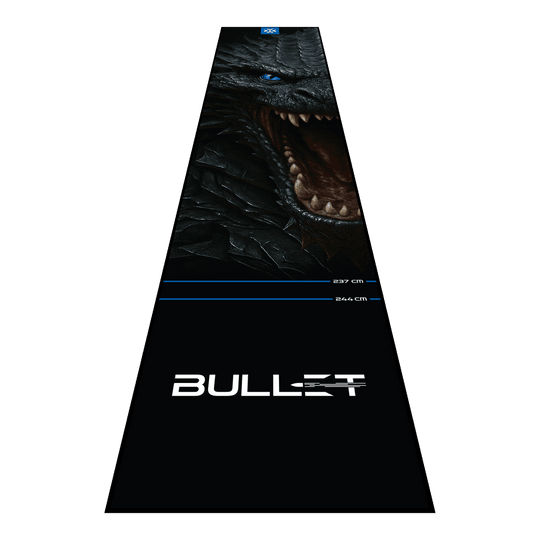 Tapis de fléchettes Bullet Hydra Die Bullet Hydra Dartmatte wird hier präsentiert. Diese Dartmatte schützt den Fußboden und erleichtert das richtige Platzieren des Spielers.