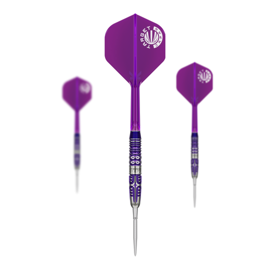 Target Japan Endeavour Kasumi Sato GEN3 Swiss Point Steeldarts sind als Set auf dem Bild zu sehen. Die Darstellung zeigt alle enthaltenen Darts zusammen.