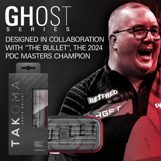 Étui à fléchettes Stephen Bunting de la série Takoma Ghost Dieses Bild stellt das Takoma Ghost Series Stephen Bunting Dartcase dar. Es ist ein hochwertiges Dartcase aus einer speziellen Serie.