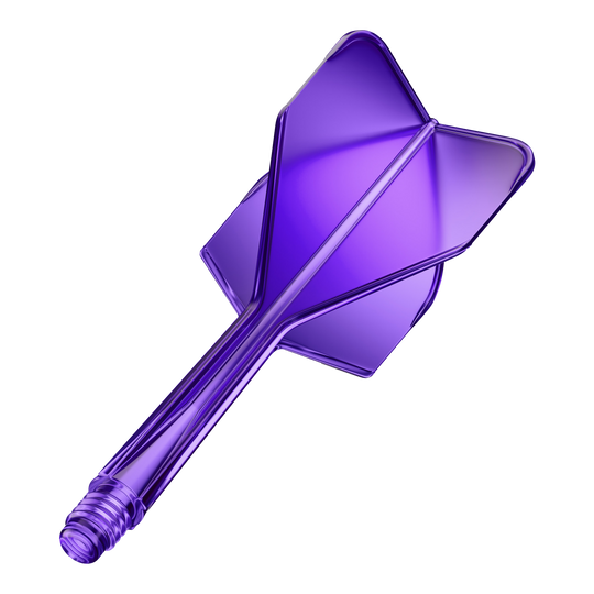 Hier ist das GOAT A1R No6 Flight-Shaft-System in Neon Lila zu sehen. Gezeigt wird ein einzelner Dart-Schaft mit integriertem Flight.